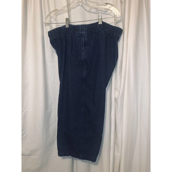 20WP Woman Within Capris Pullon Dark Blue Denim Cotton Faux Zipper Appear Unworn - Picture 1 of 13